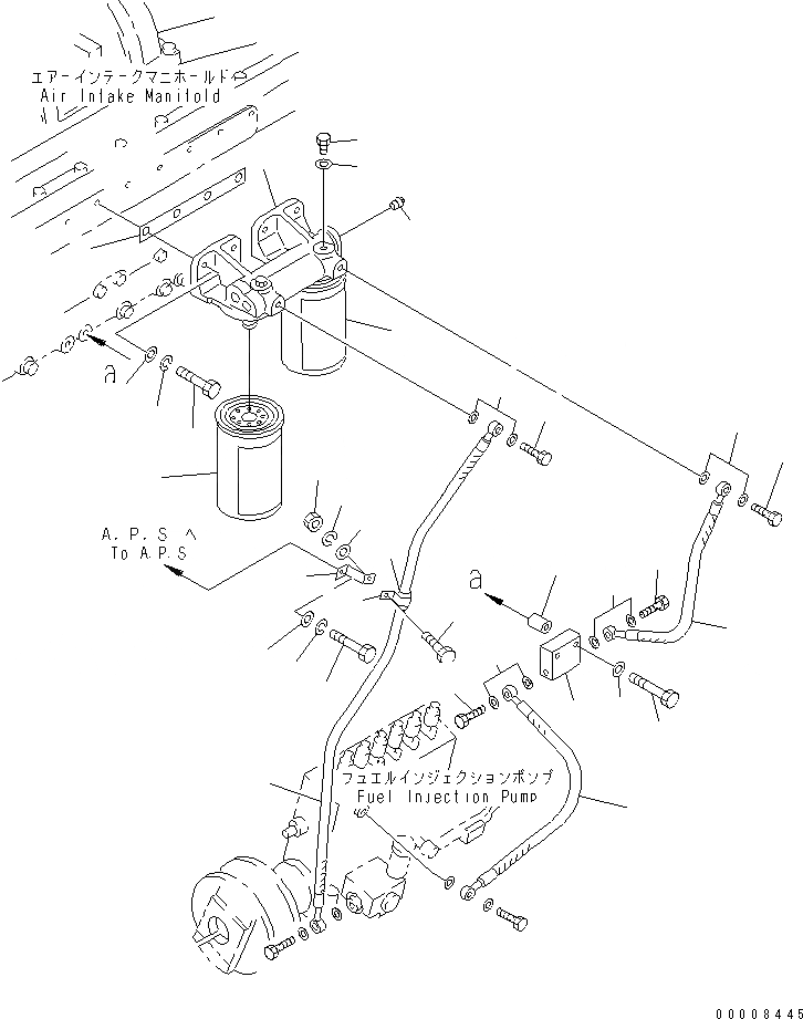 Схема запчастей Komatsu SA6D170-B-1F-7 - ТОПЛИВН. ФИЛЬТР. И ТОПЛИВОПРОВОД.(№7-) ДВИГАТЕЛЬ