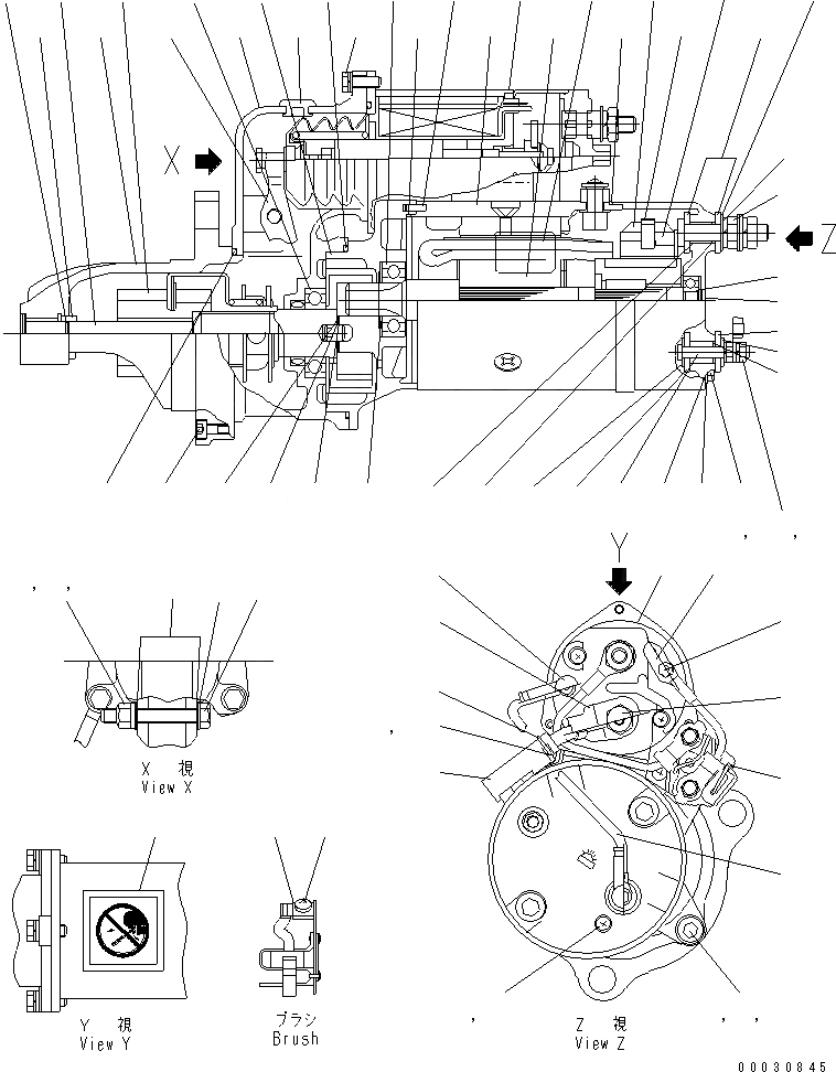 Схема запчастей Komatsu SA6D170-B-1F-7 - СТАРТЕР (7.KW) (ВНУТР. ЧАСТИ)(№-) ДВИГАТЕЛЬ