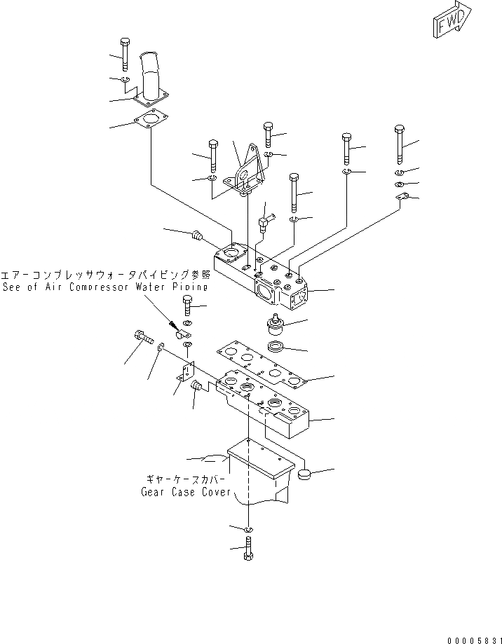 Схема запчастей Komatsu SA6D170-A-1Q-7 - ТЕРМОСТАТ(№7-) ДВИГАТЕЛЬ