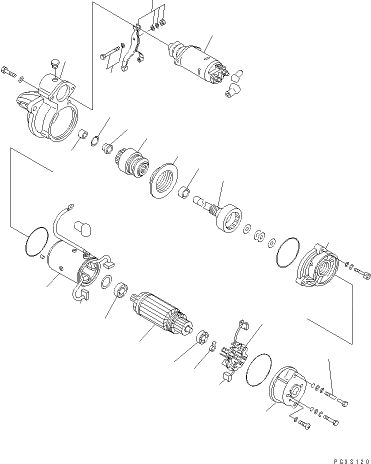 Схема запчастей Komatsu SA6D95L-1G - СТАРТЕР (.8KW) (ВНУТР. ЧАСТИ) ЭЛЕКТРИКА