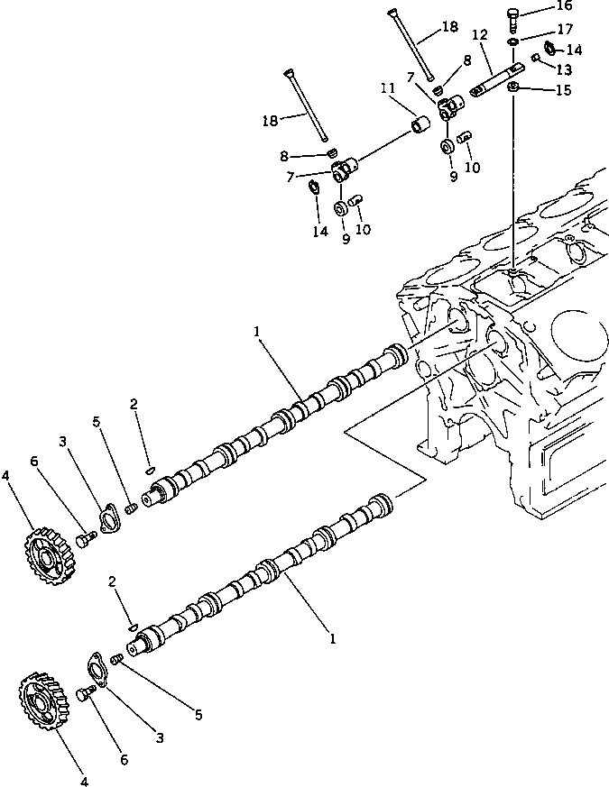 Схема запчастей Komatsu SA8V170-1A - РАСПРЕДВАЛ И ТОЛКАТЕЛЬ КЛАПАНА(№-) БЛОК ЦИЛИНДРОВ