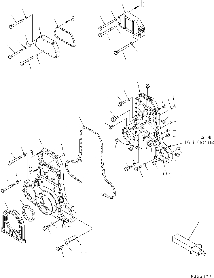 Схема запчастей Komatsu SA8V170-1C - КОРПУС ШЕСТЕРЕНН. ПЕРЕДАЧИ И COVER(№-) БЛОК ЦИЛИНДРОВ