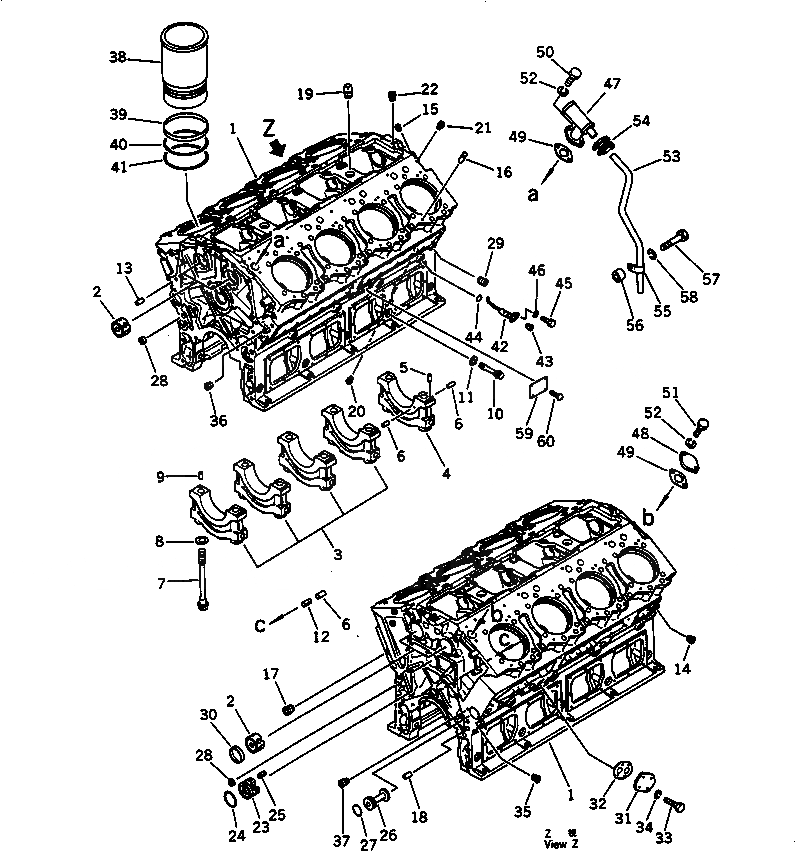 Схема запчастей Komatsu SA8V170-1C - БЛОК ЦИЛИНДРОВ(№-) БЛОК ЦИЛИНДРОВ