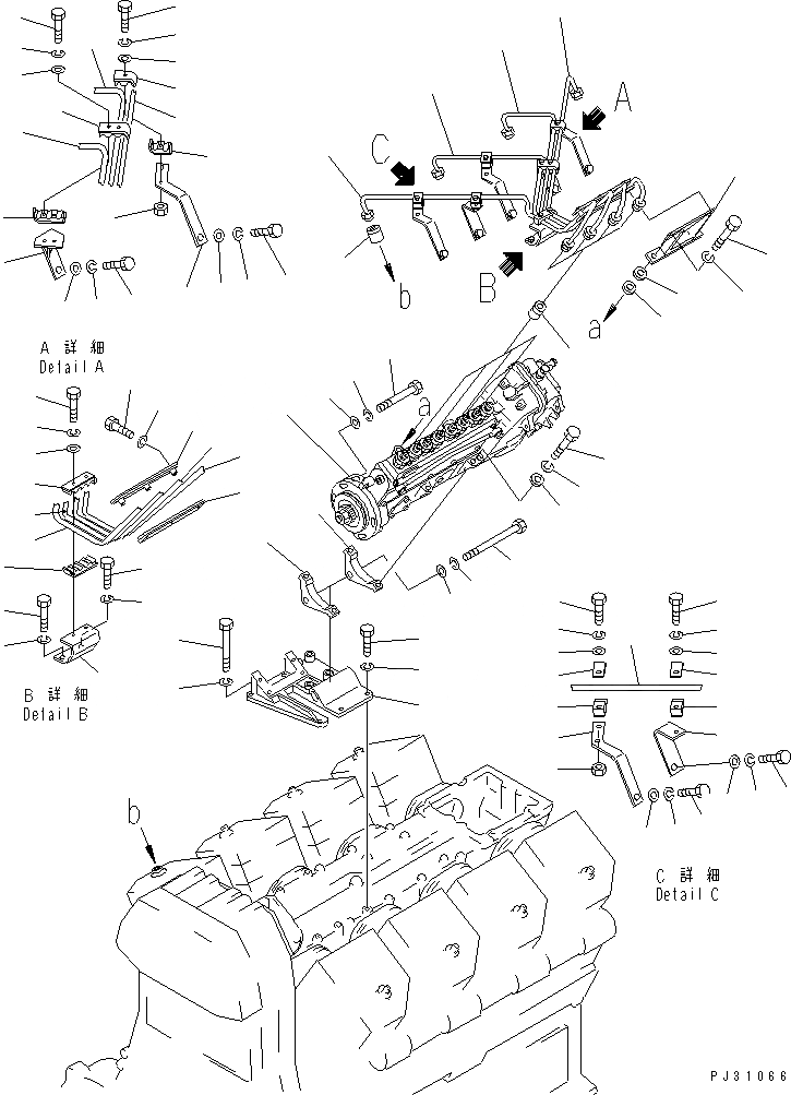 Схема запчастей Komatsu SA8V170-1C - ТОПЛ. НАСОС И ТРУБЫ (/) ТОПЛИВН. СИСТЕМА
