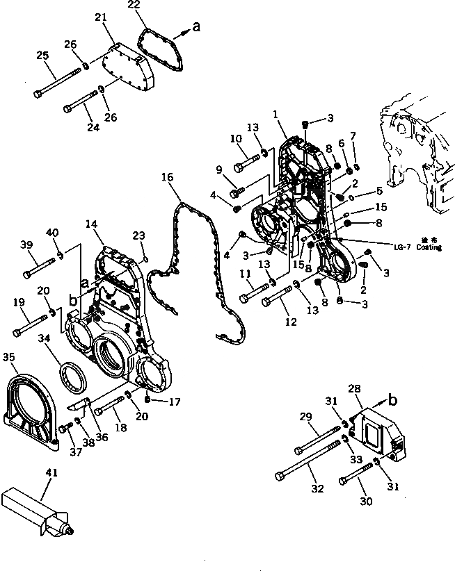 Схема запчастей Komatsu SA8V170-1B - КОРПУС ШЕСТЕРЕНН. ПЕРЕДАЧИ И COVER(№-) БЛОК ЦИЛИНДРОВ