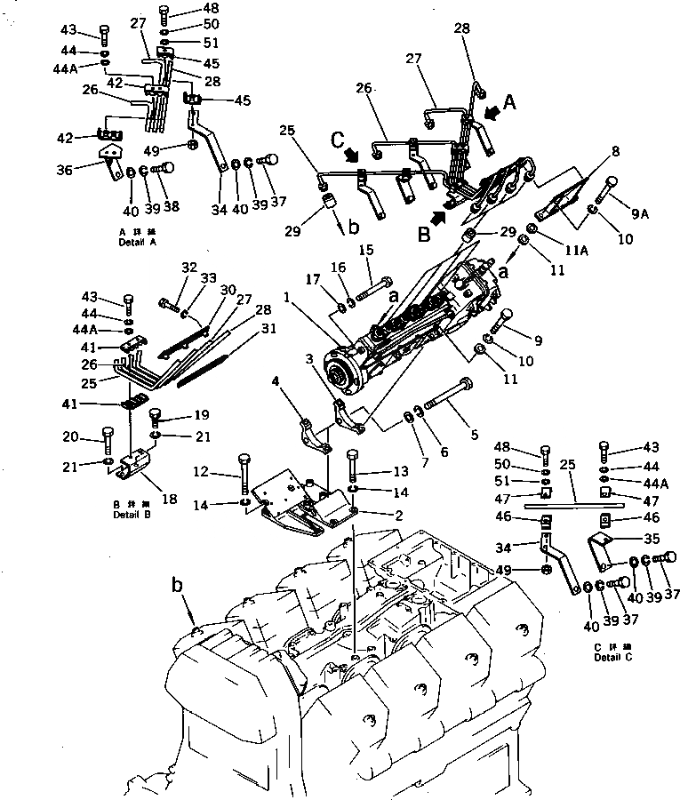 Схема запчастей Komatsu SA8V170-1B - ТОПЛ. НАСОС И ТРУБЫ (/) ТОПЛИВН. СИСТЕМА