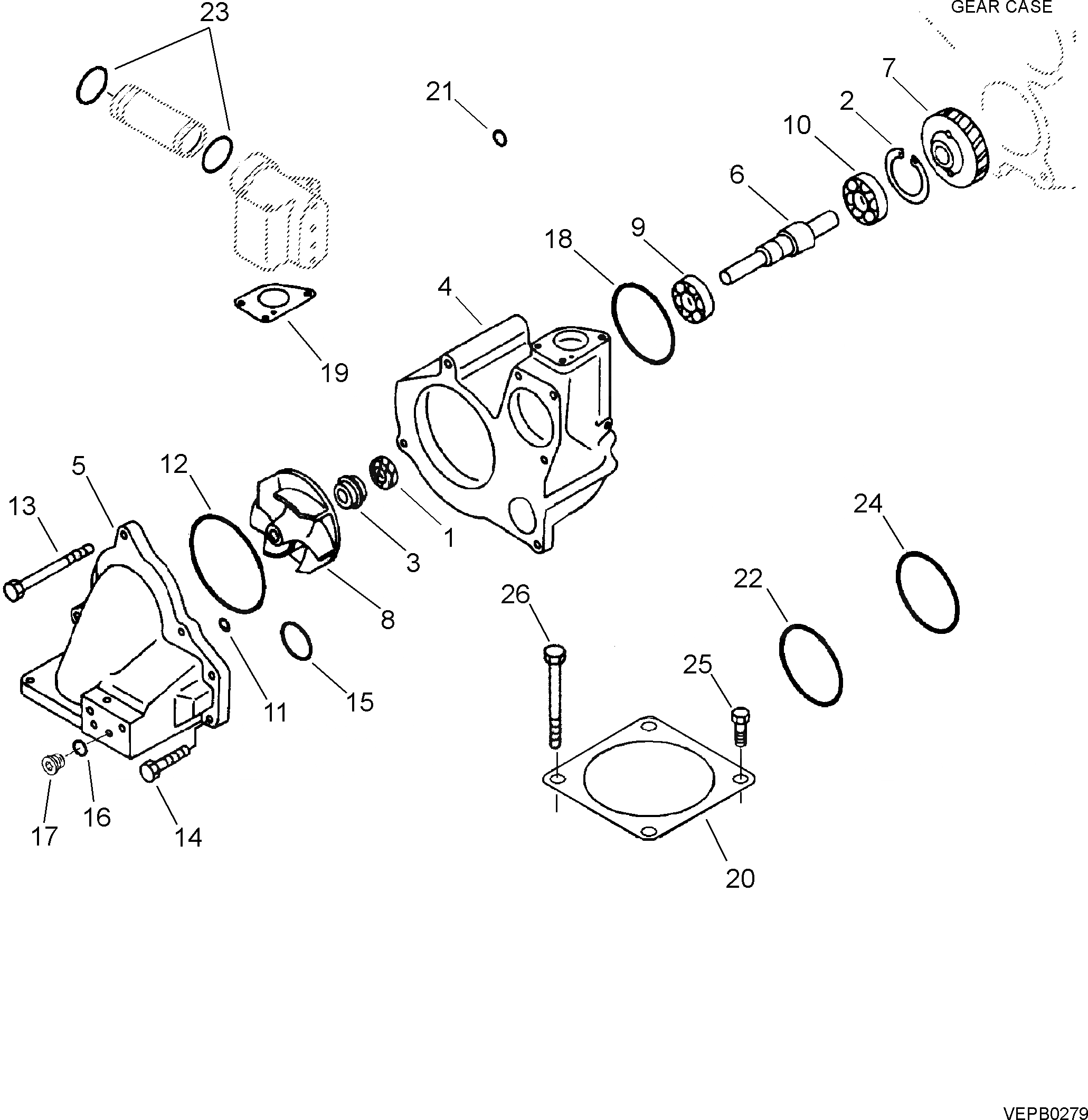 Схема запчастей Komatsu SAA12V140Z-E2-80 - ВОДЯНАЯ ПОМПА ДВИГАТЕЛЬ