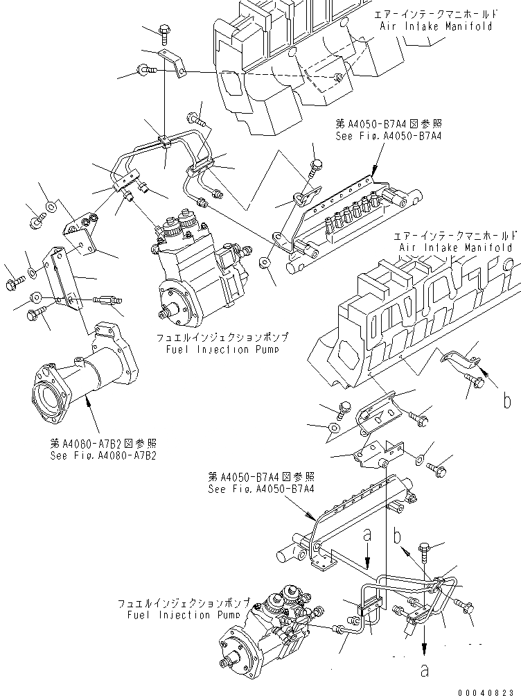 Схема запчастей Komatsu SAA12V140E-3A - ТОПЛ. НАСОС ТРУБЫ (COMMON RAIL ТРУБЫ) ДВИГАТЕЛЬ