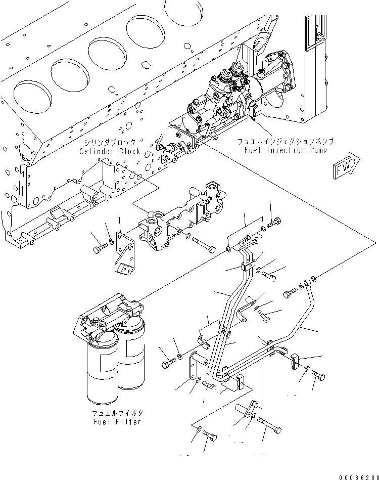 Схема запчастей Komatsu SAA12V140E-3A - ТОПЛИВОПРОВОД. (ПРАВ. ГРУПП.) (EXTREMELY BAD ТОПЛИВН. И ПЛОХ. ТОПЛИВО ARRANGEMENT СПЕЦ-Я.) (ВОДН.+DUST)(№999-) ДВИГАТЕЛЬ