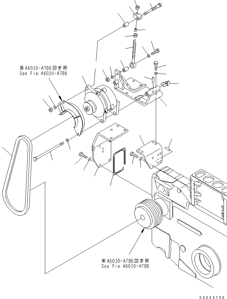 Схема запчастей Komatsu SAA12V140E-3A - КРЕПЛЕНИЕ ГЕНЕРАТОРА (9A) (ДЛЯ СТРАН ЕС)(№7-) ДВИГАТЕЛЬ