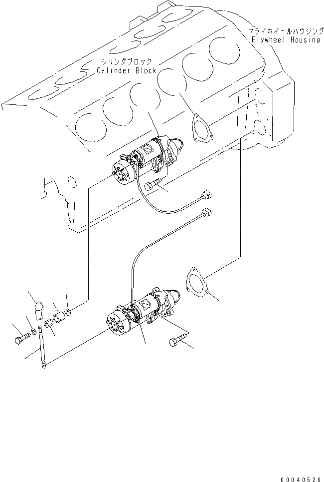 Схема запчастей Komatsu SAA12V140E-3A - КРЕПЛЕНИЕ СТАРТЕРА (7.KW)(№-) ДВИГАТЕЛЬ