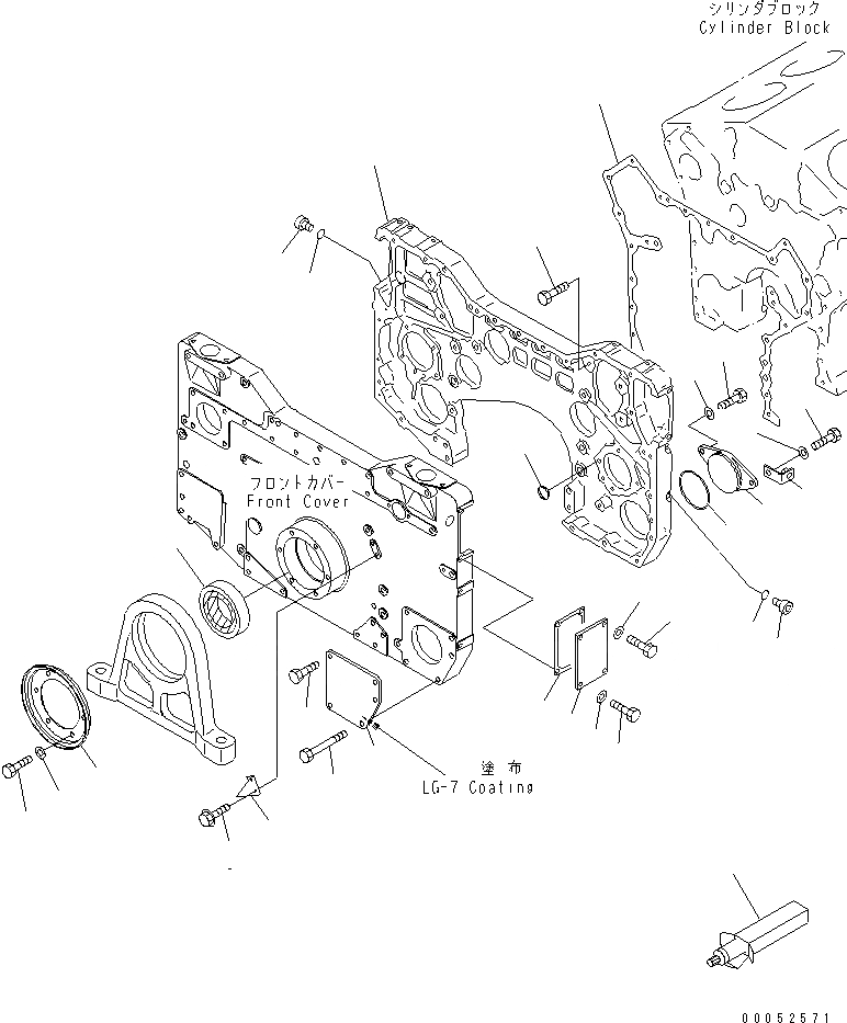 Схема запчастей Komatsu SAA12V140E-3B-02 - КОРПУС ШЕСТЕРЕНН. ПЕРЕДАЧИ И ЭЛЕМЕНТЫ ПЕРЕДН. КРЫШКИ(№-) ДВИГАТЕЛЬ