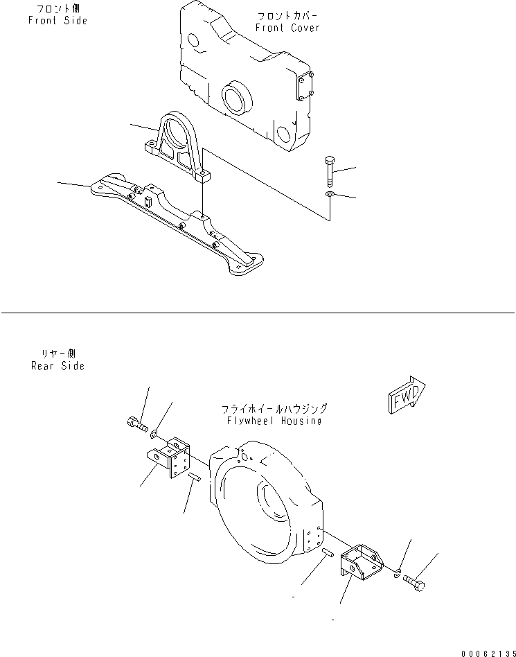 Схема запчастей Komatsu SAA12V140E-3B-02 - ПЕРЕДН. СУППОРТ И КОРПУС(№-) ДВИГАТЕЛЬ