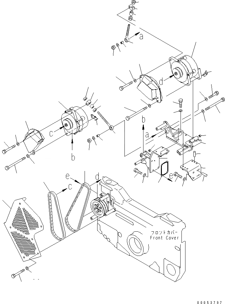 Схема запчастей Komatsu SAA12V140E-3C-02 - КРЕПЛЕНИЕ ГЕНЕРАТОРА (9A) (HEAD ВОДН. AREA ARANGEMENT СПЕЦ-Я.)(№-) ДВИГАТЕЛЬ