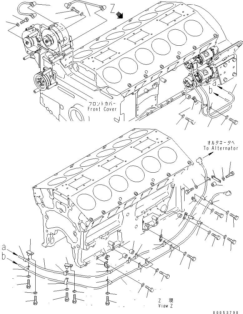 Схема запчастей Komatsu SAA12V140E-3C-02 - ГЕНЕРАТОР ЭЛЕКТРОПРОВОДКА(№-) ДВИГАТЕЛЬ