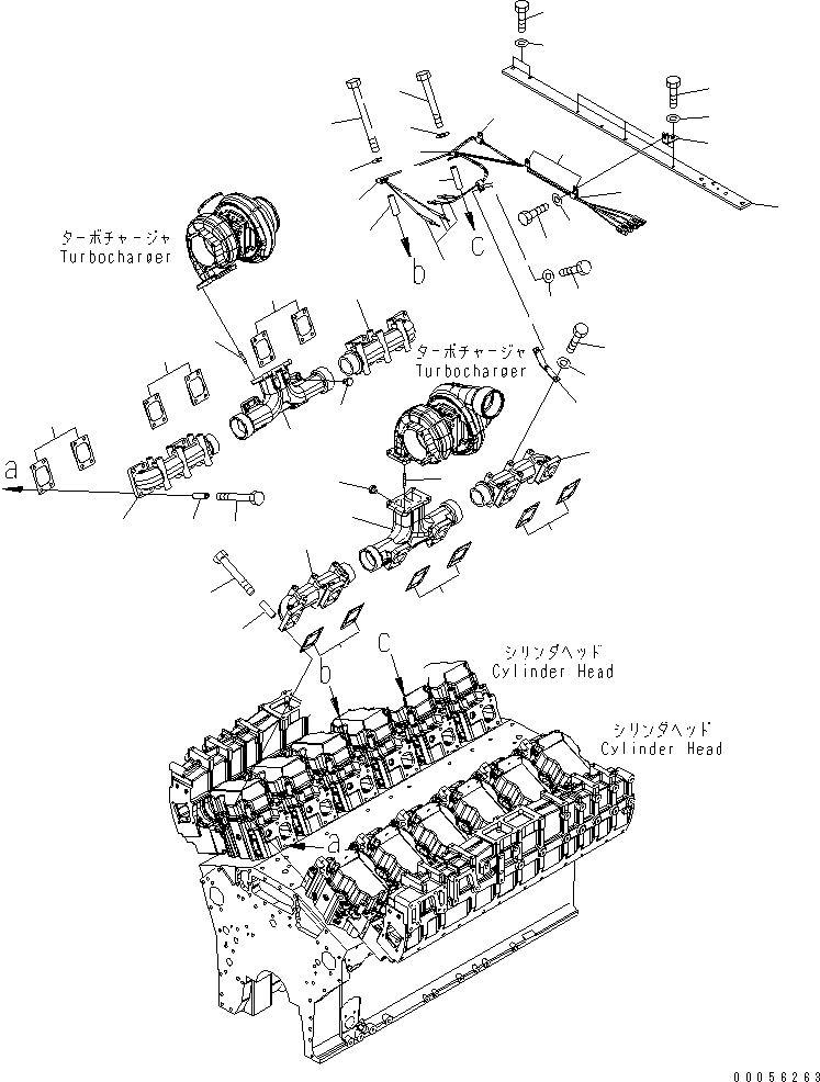 Схема запчастей Komatsu SAA12V140E-3E-02 - ВЫПУСКНОЙ КОЛЛЕКТОР (VHMS СПЕЦ-Я.)(№7-) ДВИГАТЕЛЬ