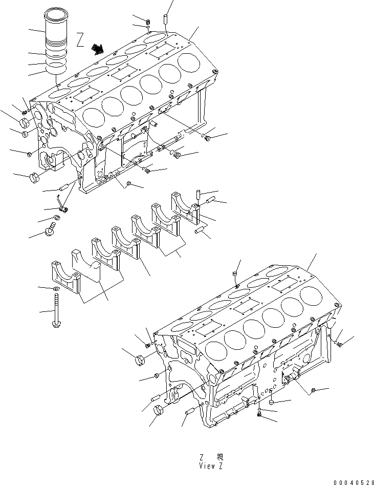 Схема запчастей Komatsu SAA12V140E-3E-02 - БЛОК ЦИЛИНДРОВ ДВИГАТЕЛЬ