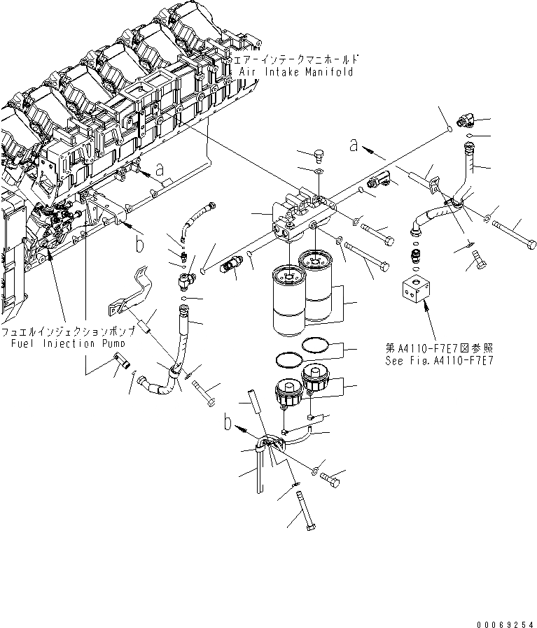 Схема запчастей Komatsu SAA12V140E-3E-02 - PRE ФИЛЬТР. И ТРУБЫ(№7-) ДВИГАТЕЛЬ