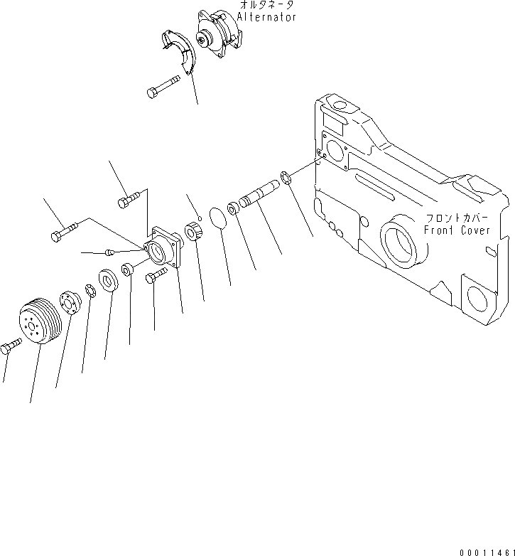 Схема запчастей Komatsu SAA12V140E-3E-02 - ПРИВОД ГЕНЕРАТОРА ДВИГАТЕЛЬ