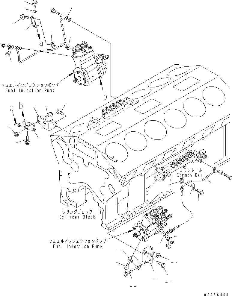 Схема запчастей Komatsu SAA12V140E-3D-02 - ТОПЛИВН. НАСОС КОРПУС И RAIL ВОЗВРАТ. ТРУБЫ(№7-) ДВИГАТЕЛЬ