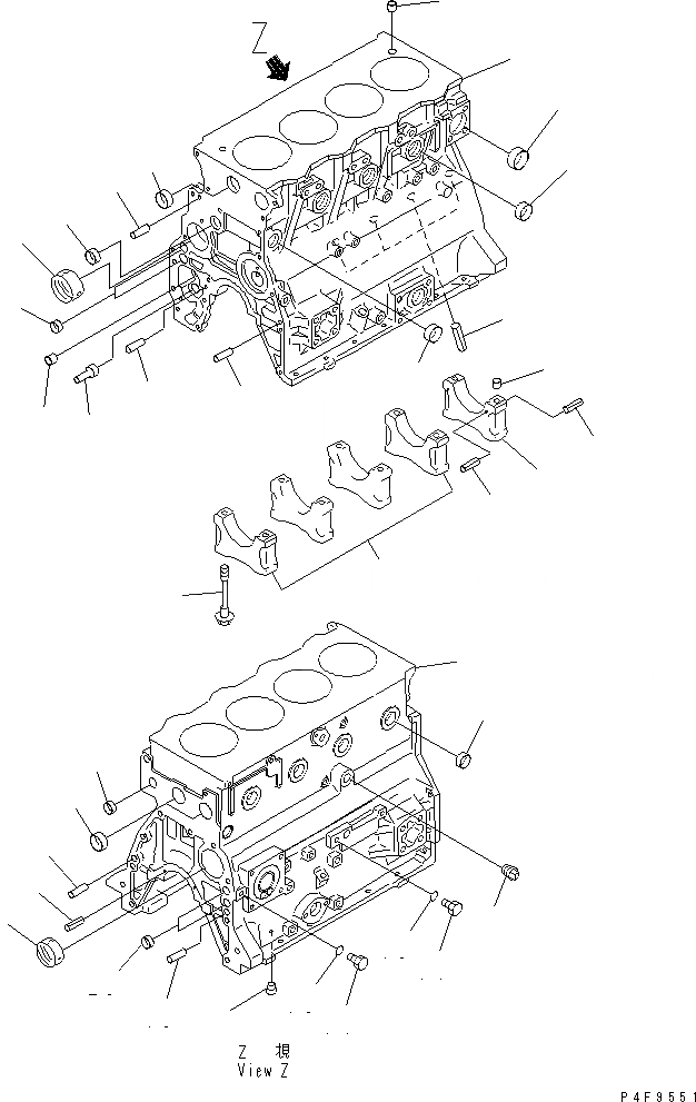 Схема запчастей Komatsu SAA4D95LE-5-DX - БЛОК ЦИЛИНДРОВ ДВИГАТЕЛЬ