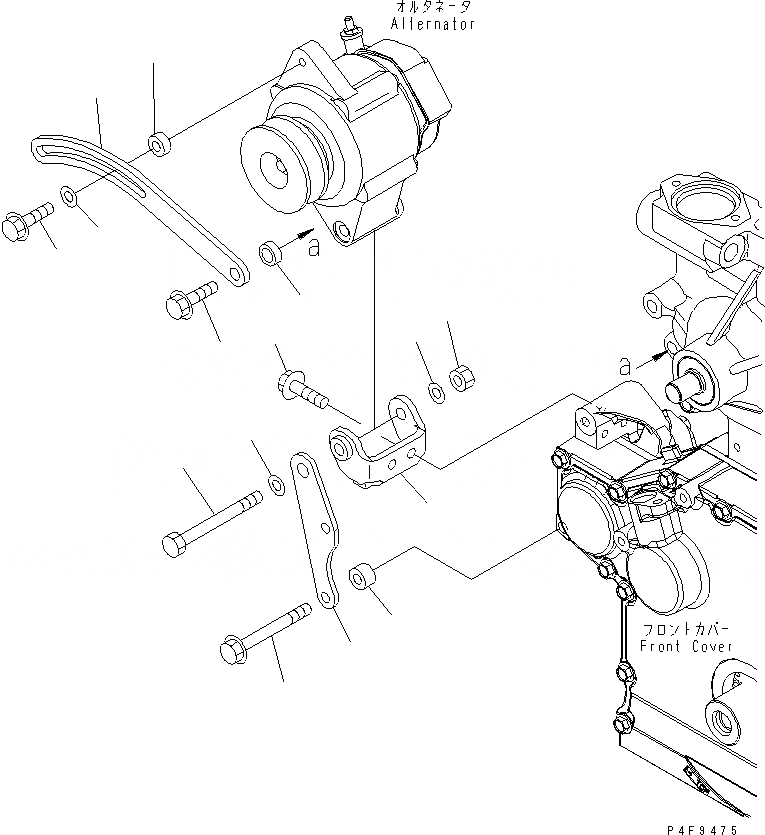 Схема запчастей Komatsu SAA4D95LE-5-DX - КРЕПЛЕНИЕ ГЕНЕРАТОРА (A)(№-) ДВИГАТЕЛЬ
