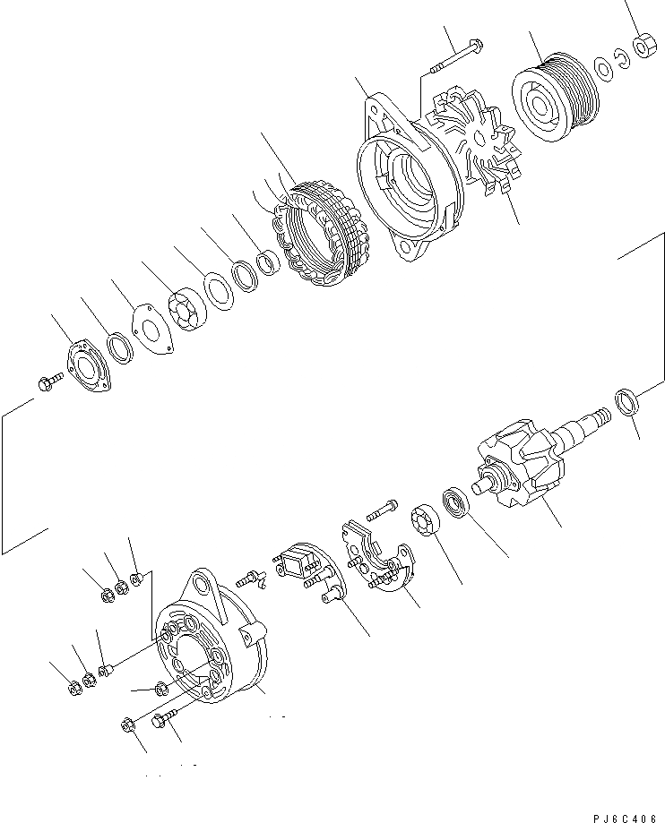 Схема запчастей Komatsu SAA4D102E-2B-4 - ГЕНЕРАТОР (A) (ВНУТР. ЧАСТИ) ДВИГАТЕЛЬ