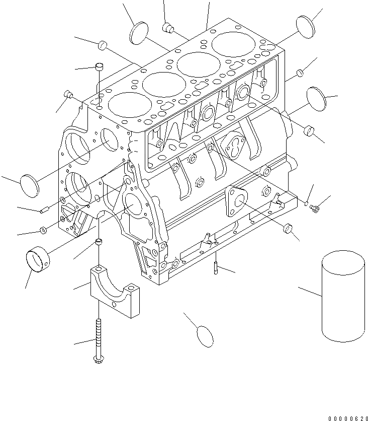 Схема запчастей Komatsu SAA4D102E-2-W6 - БЛОК ЦИЛИНДРОВ ДВИГАТЕЛЬ