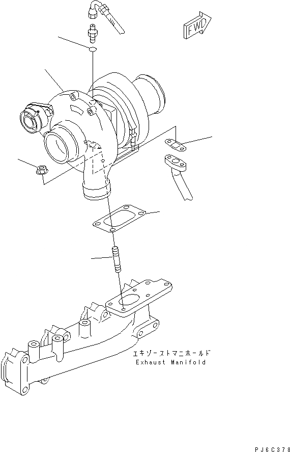 Схема запчастей Komatsu SAA4D102E-2B-B4 - КРЕПЛЕНИЕ ТУРБОНАГНЕТАТЕЛЯ(№7777-) ДВИГАТЕЛЬ