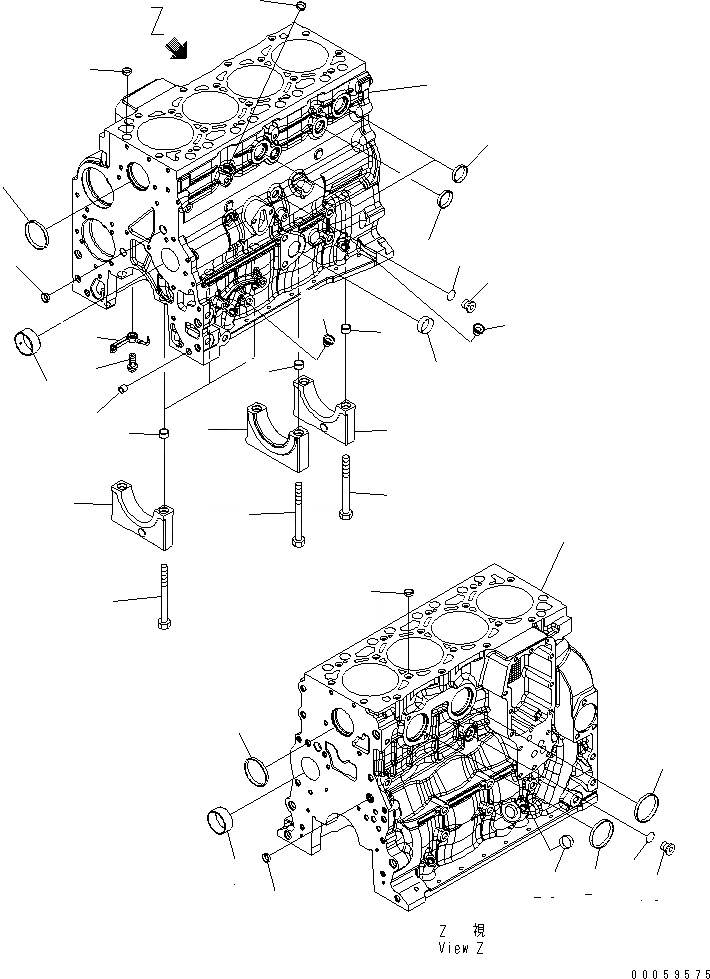 Схема запчастей Komatsu SAA4D107E-1A-WK - БЛОК ЦИЛИНДРОВ ДВИГАТЕЛЬ