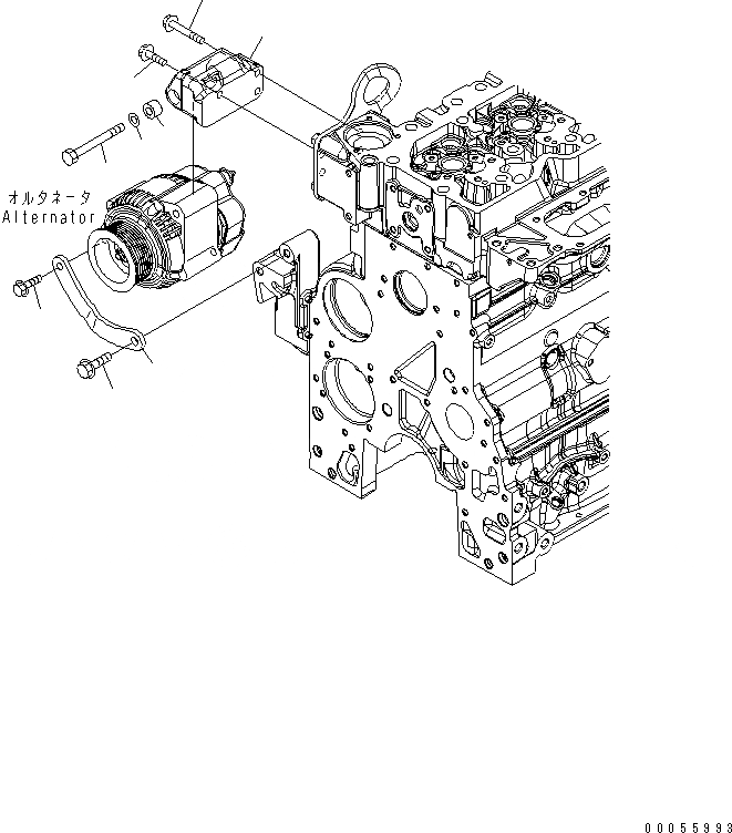 Схема запчастей Komatsu SAA4D107E-1A-WK - КРЕПЛЕНИЕ ГЕНЕРАТОРА ДВИГАТЕЛЬ