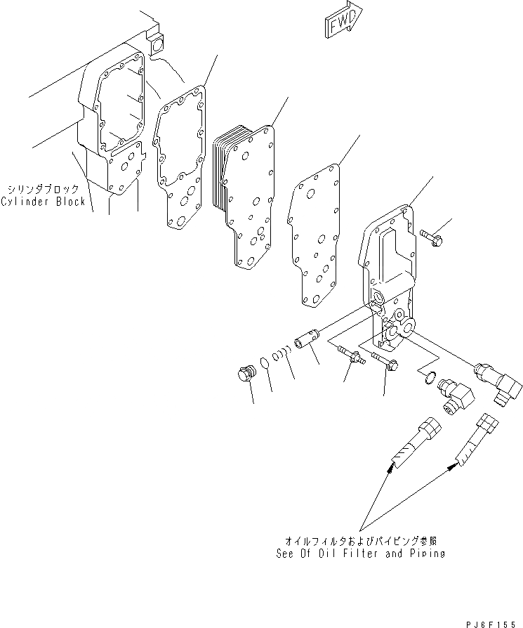 Схема запчастей Komatsu SAA4D102E-2D-4 - МАСЛООХЛАДИТЕЛЬ И МАСЛ. ФИЛЬТР(№9-) ДВИГАТЕЛЬ