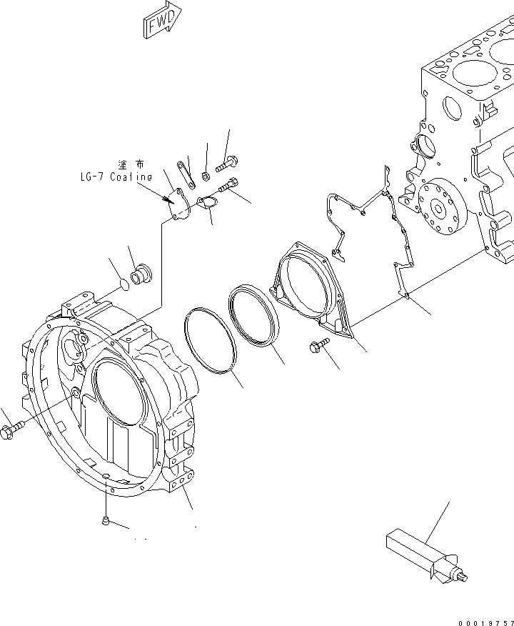 Схема запчастей Komatsu SAA4D102E-2A-5 - КАРТЕР МАХОВИКА(№-) ДВИГАТЕЛЬ