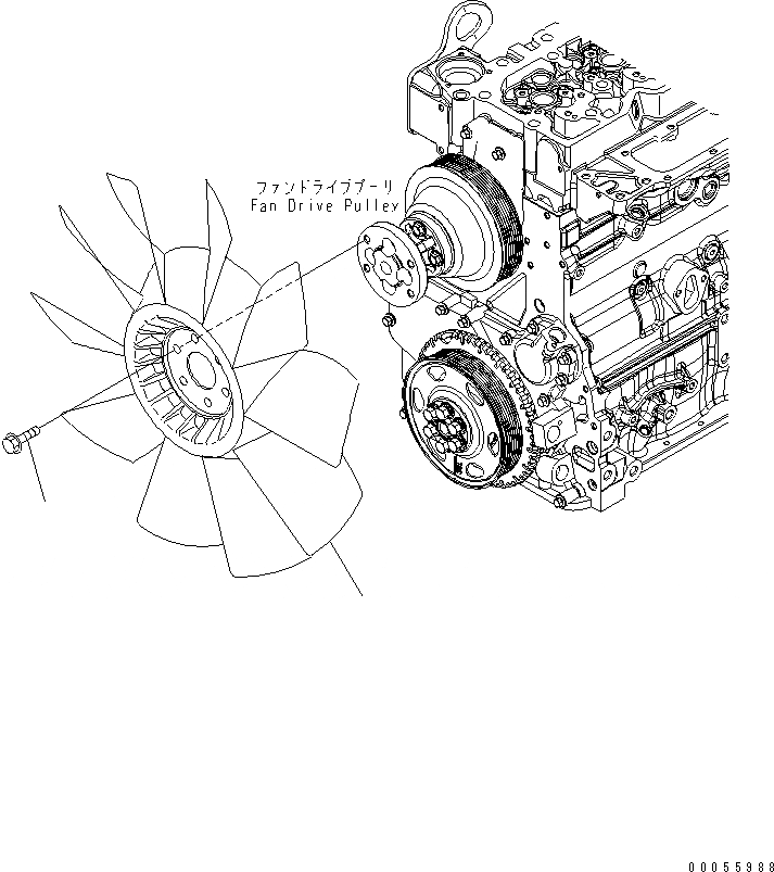 Схема запчастей Komatsu SAA4D107E-1A-W - ВЕНТИЛЯТОР ОХЛАЖДЕНИЯ ДВИГАТЕЛЬ