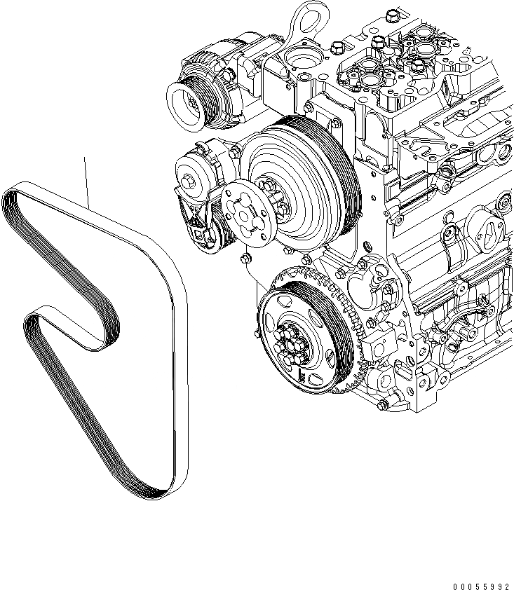 Схема запчастей Komatsu SAA4D107E-1B-W - ВЕНТИЛЯТОР ОХЛАЖДЕНИЯ РЕМЕНЬ(№8-) ДВИГАТЕЛЬ