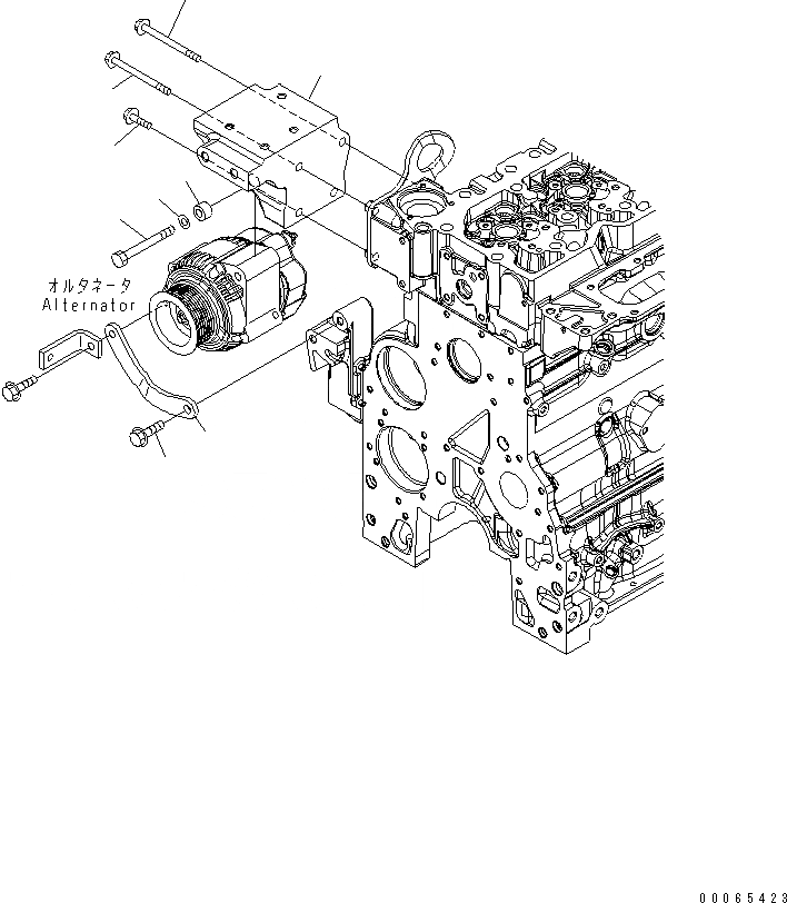 Схема запчастей Komatsu SAA4D107E-1B-W - КРЕПЛЕНИЕ ГЕНЕРАТОРА(№8-) ДВИГАТЕЛЬ