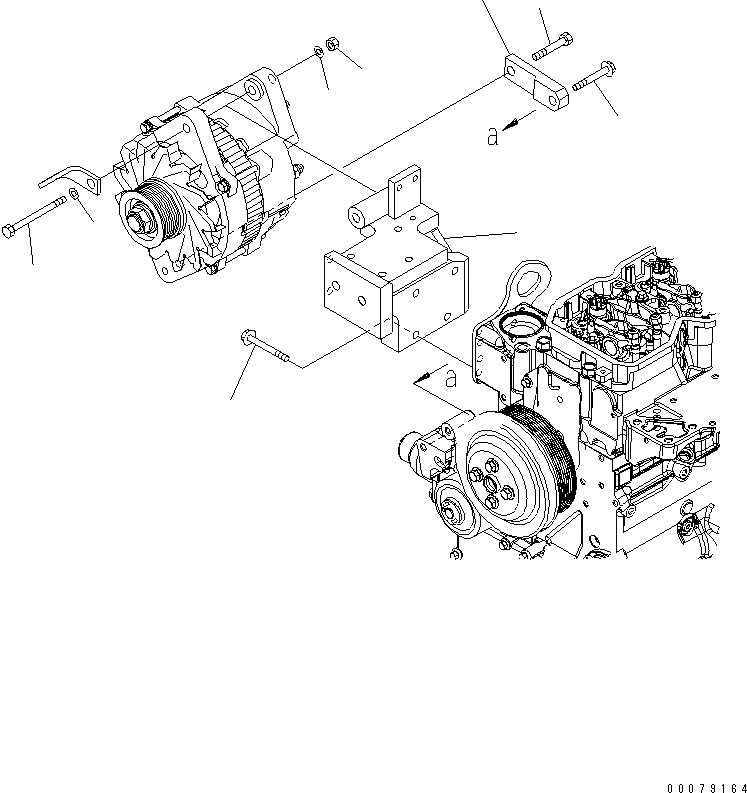 Схема запчастей Komatsu SAA4D107E-1B-W - КРЕПЛЕНИЕ ГЕНЕРАТОРА (ДЛЯ ГЕНЕРАТОРА 90А)(№77-97) ДВИГАТЕЛЬ