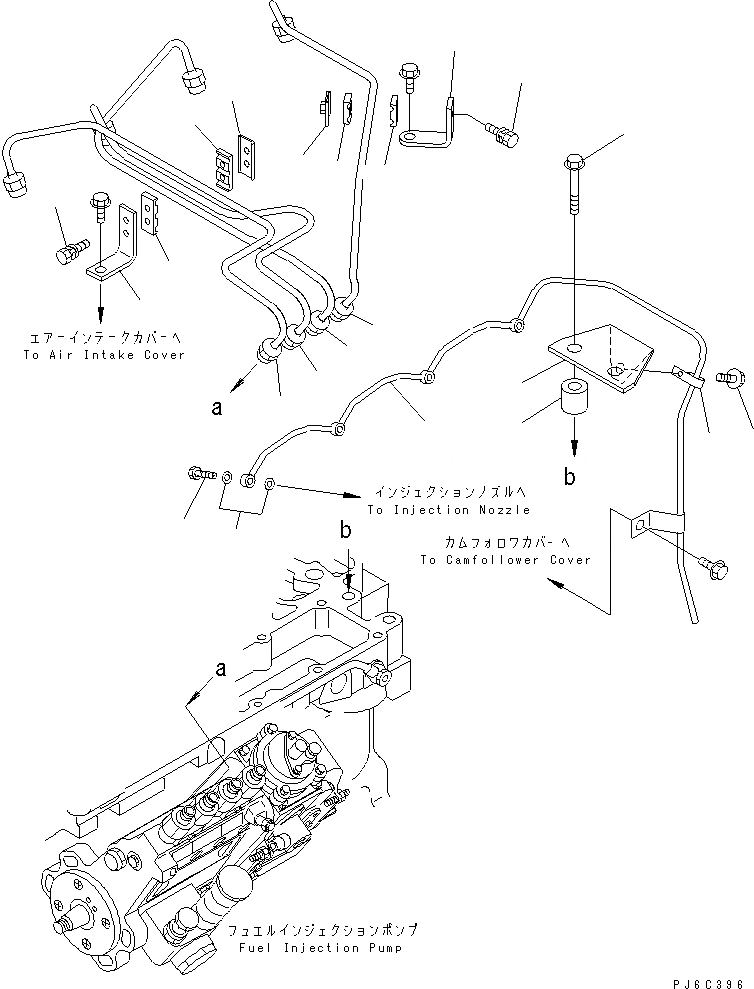 Схема запчастей Komatsu SAA4D102E-2C-B5 - ТОПЛИВОПРОВОД.(№-) ДВИГАТЕЛЬ