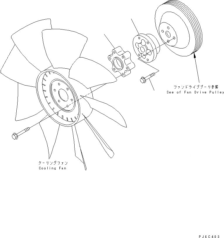 Схема запчастей Komatsu SAA4D102E-2C-B5 - ВЕНТИЛЯТОР ГЛАВН. УПЛОТНЕНИЯ(№7777-) ДВИГАТЕЛЬ