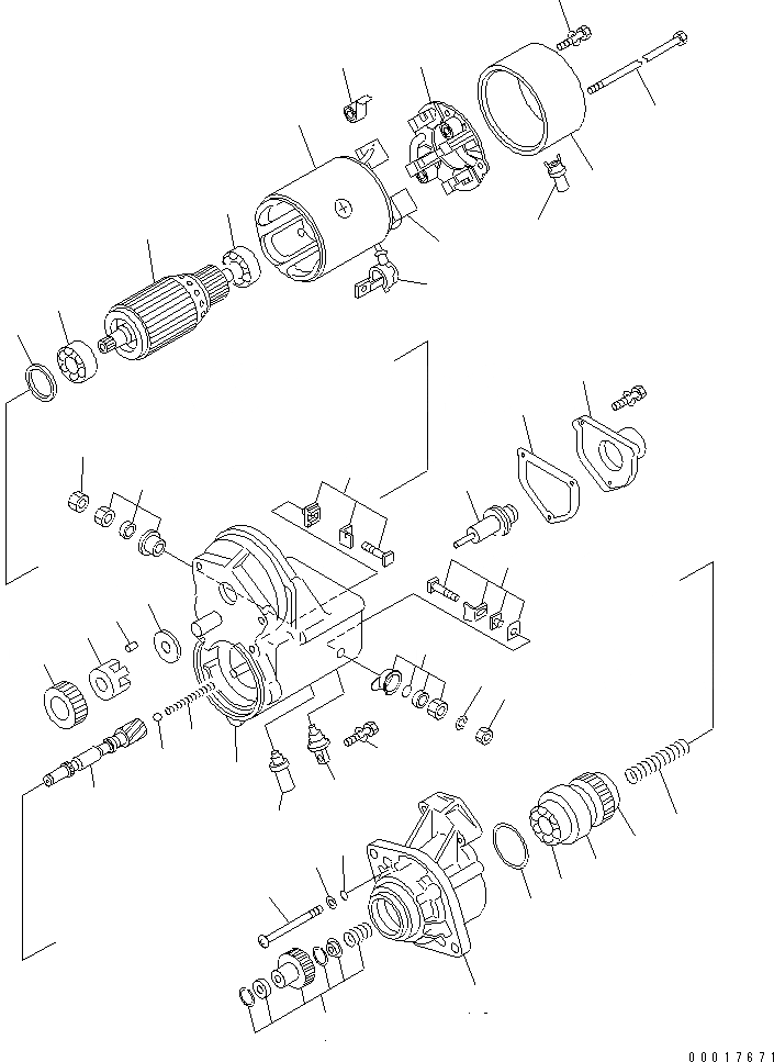 Схема запчастей Komatsu SAA4D102E-2C-B5 - СТАРТЕР (.KW) (ВНУТР. ЧАСТИ)(№7777-998) ДВИГАТЕЛЬ