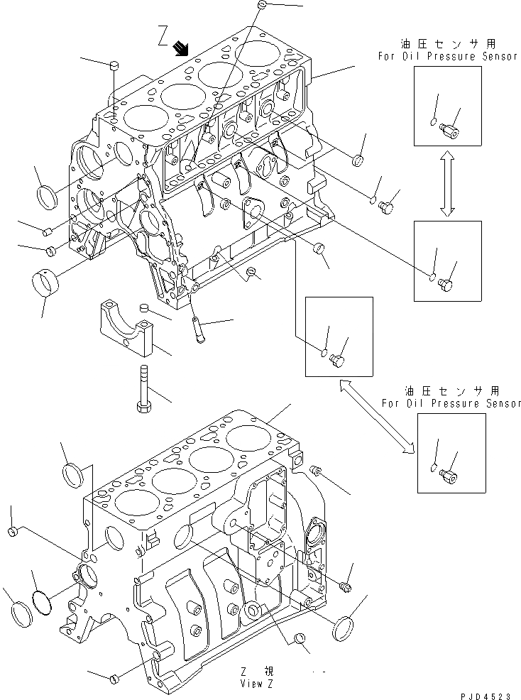 Схема запчастей Komatsu SAA4D102E-2A-B5 - БЛОК ЦИЛИНДРОВ(№7777-) ДВИГАТЕЛЬ