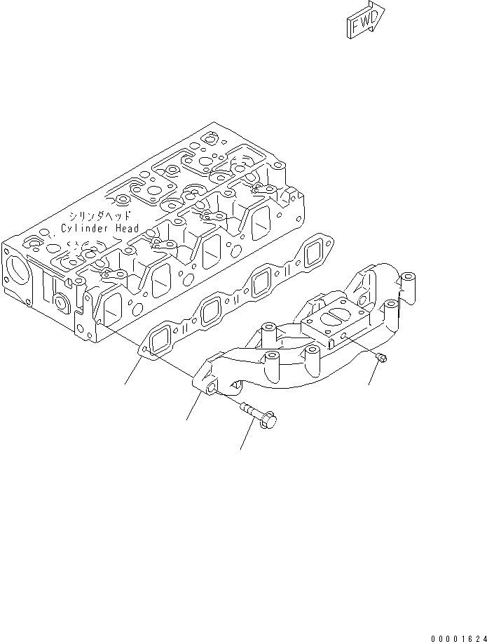 Схема запчастей Komatsu SAA4D95LE-3B-4A - ВЫПУСКНОЙ КОЛЛЕКТОР(№-) ДВИГАТЕЛЬ