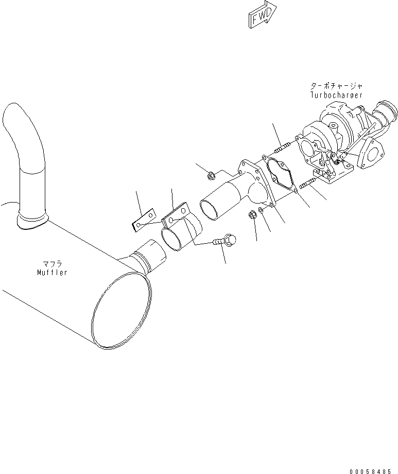 Схема запчастей Komatsu SAA4D95LE-5A - ГЛУШИТЕЛЬ PIPE ДВИГАТЕЛЬ