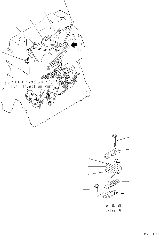 Схема запчастей Komatsu SAA4D95LE-3A-4W - ТОПЛИВН. ТРУБКИ ВПРЫСКА(№-) ДВИГАТЕЛЬ