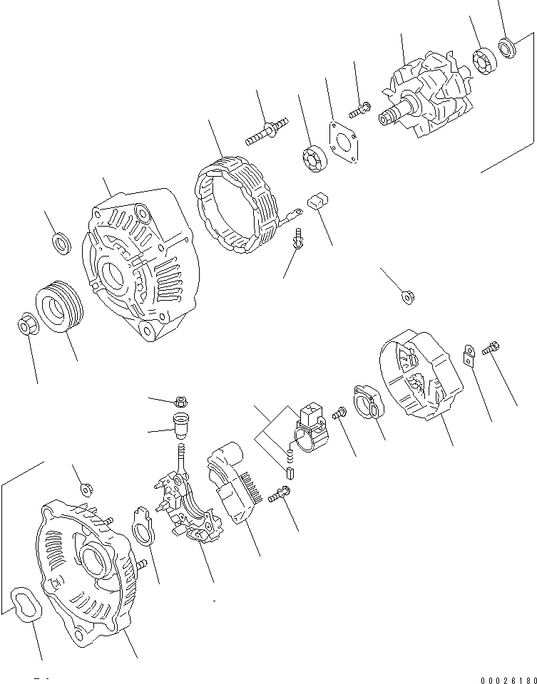 Схема запчастей Komatsu SAA4D95LE-3A-4W - ГЕНЕРАТОР (ДЛЯ A ГЕНЕРАТОР) (НЕ ЗАКАЛЕНН. ШКИВ) (ВНУТР. ЧАСТИ)(№9-) ДВИГАТЕЛЬ