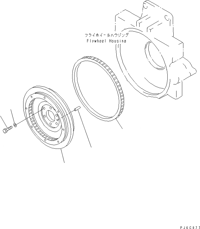 Схема запчастей Komatsu SAA6D125E-3B-8W - МАХОВИК(№-) ДВИГАТЕЛЬ