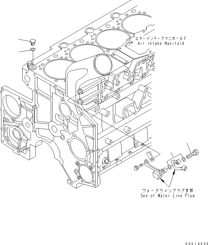 Схема запчастей Komatsu SAA6D140E-3A-8 - ВОДН. ЛИНИЯ ЗАГЛУШКА (БЕЗ АНТИКОРРОЗ. ЭЛЕМЕНТА)(№8-) ДВИГАТЕЛЬ