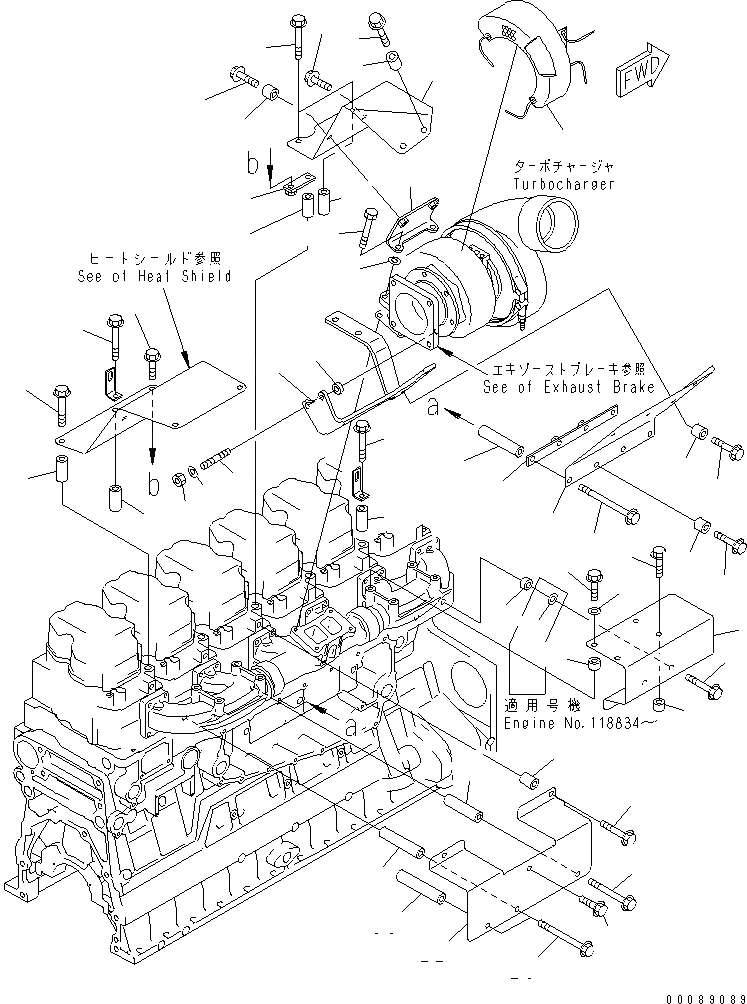 Схема запчастей Komatsu SAA6D140E-3B-8 - ТЕРМОЗАЩИТА (/) ТУРБОНАГНЕТАТЕЛЬ И ВЫПУСКНОЙ КОЛЛЕКТОР (ГОРНЫЙ ТОРМОЗ И ВОДН. ОХЛАЖД-Е TURBO СПЕЦ-Я)(№8-) ДВИГАТЕЛЬ