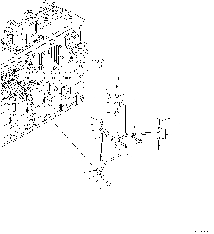 Схема запчастей Komatsu SAA6D114E-2AA - ТРУБЫ ТОПЛ. ФИЛЬТРА(№8-877) ДВИГАТЕЛЬ