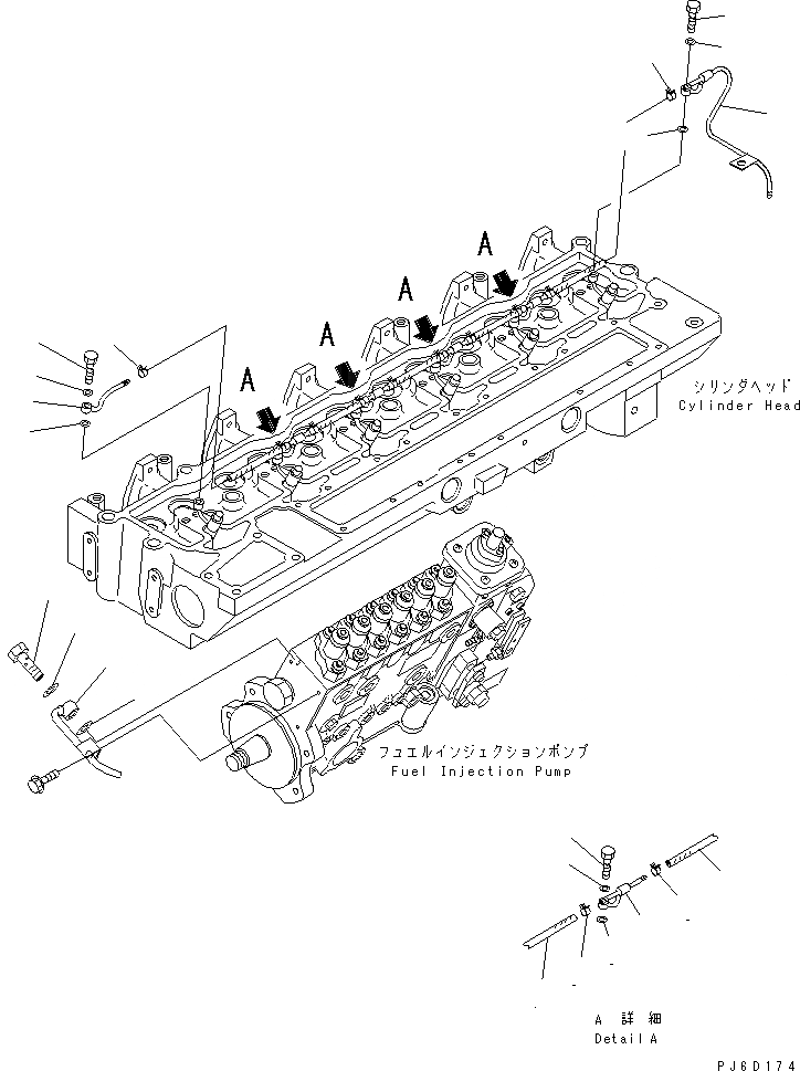 Схема запчастей Komatsu SAA6D114E-2AA - ТОПЛИВН. ДРЕНАЖ(№87-) ДВИГАТЕЛЬ